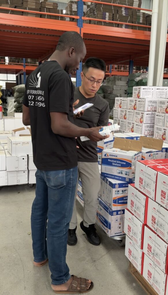 Customer inspecting ARMIX sealant products